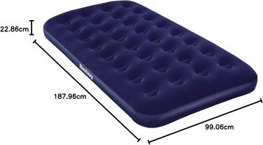 Надувний матрац Bestway 67001E двоспальний, флокований, синій, з поліестеру