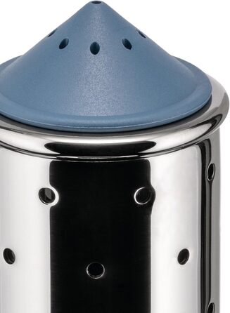 Alessi salt shaker made of stainless steel with lid and closure made of PA, black, 3 x 7 x 10 cm