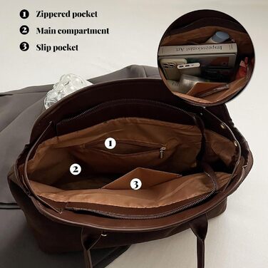 Жіноча сумка-шопер Unisoul з натуральної замші, велика містка сумка для коледжу, роботи, школи, подорожей, шопінгу, повсякденного використання, колір кави