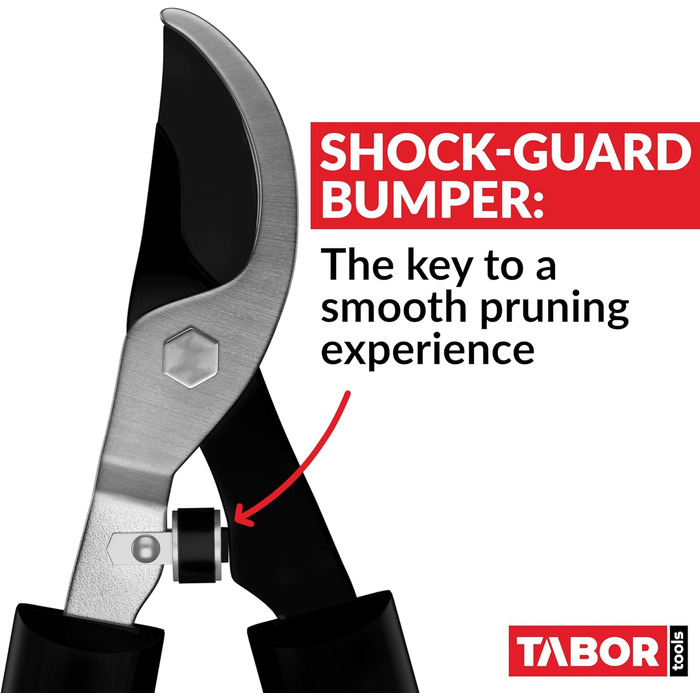 Секатор TABOR TOOLS GL16E для свіжої деревини до 35 мм, садові ножиці з високою силою різу, ергономічною ручкою, амортизатором та антипригарними лезами