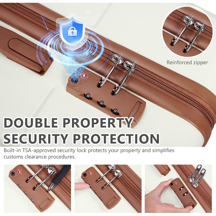 Набір валіз HOTEEL Beige 3 шт. (20/24/28) ABS+PC: міцний, з TSA-замком та 4 роками гарантії