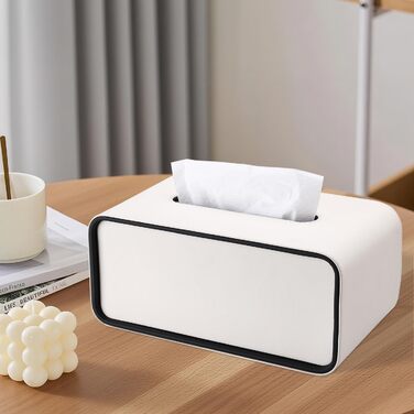 Скріпка для серветок GORESE, шкіряна, квадратна, біла (25.5 x 15 x 10.3 см)