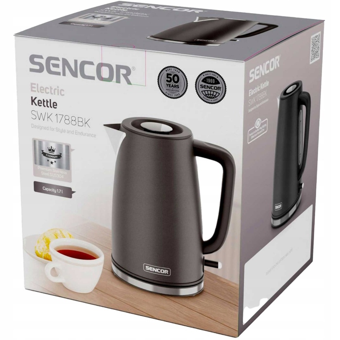 Електричний чайник Sencor SWK1788BK, 1,7 л, 2200 Вт, елегантний стиль, чорний