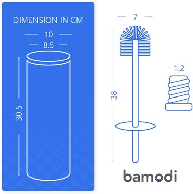 Щітка для унітазу Bamodi з підставкою - щітка для унітазу з довгою ручкою та жорсткою щетиною для ретельного та легкого прибирання - ідеальна для ванної кімнати та гостьового туалету (Матовий сірий, 1)