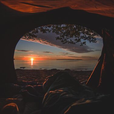 Легкий спальний мішок Outdoro 800g - компактний, теплий, для чоловіків та жінок, блакитний (ліва блискавка)