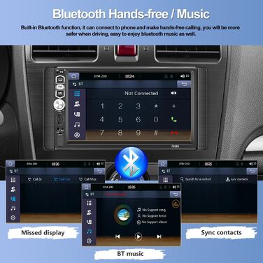 Автомагнітола SIXWIN 1 DIN з 7'' сенсорним екраном, Apple CarPlay, Android Auto, Bluetooth, FM, USB/AUX/TF, з камерою заднього виду, мікрофоном та пультом