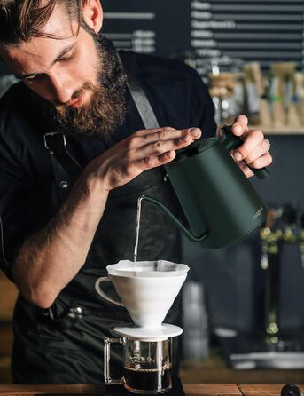 Paris Rhone Swan Neck Electric Kettle - 0.9L Temperature Control Kettle with Display, Knob, and 24-Hour Keep Warm Function - Dark Green