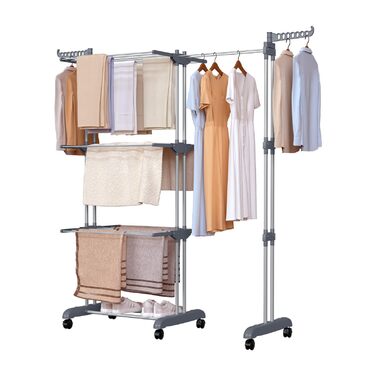 Сушарка для білизни Oak & Tea Tower, 83-200 см, з висувними крилами, XXL, 4 яруси, на коліщатках, для дому та вулиці, сіра