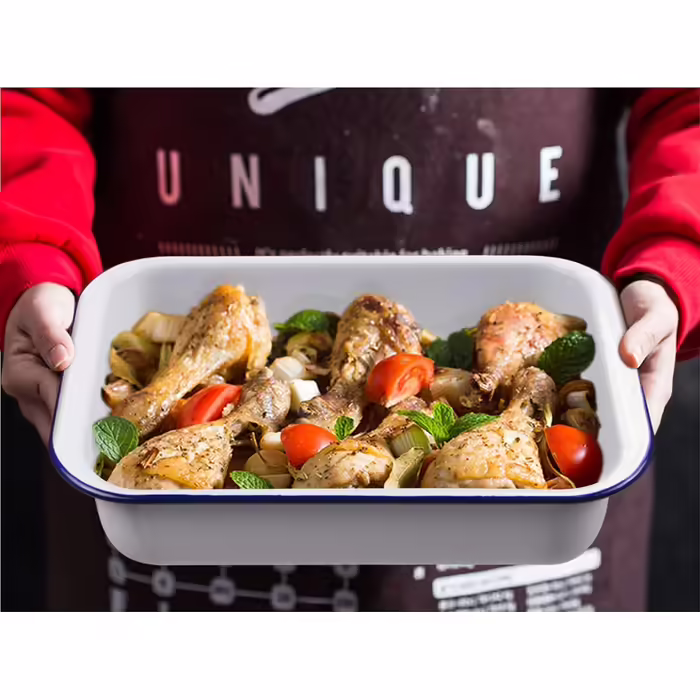 webake Traditional Casserole Dish Large Enamel Baking Dish Oven Dish 37 x 24 x 7 cm
