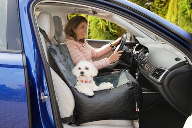 Автокрісло для собак та котів Bella Schwarz, чорний, штучна шкіра, 55x55 см, універсальне, миється