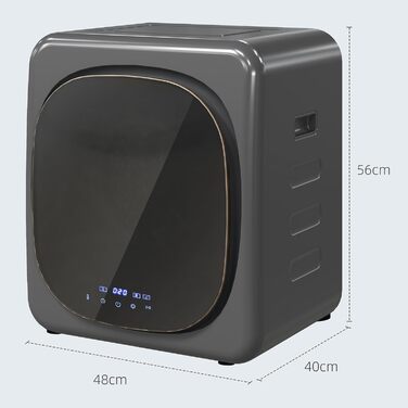 Сушарка для одягу HOMCOM Mini з LED-дисплеєм, 6 програм, 4 кг, до 60°C, 800W, для дому, з захистом від перегріву, білий/сірий