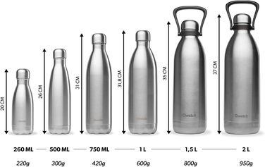 QWETCH 1.5L Stainless Steel Thermos Flask - Khaki Titan - 48h Cold & 16h Hot - Leakproof & BPA-Free Insulated Water Bottle with Handle - 1500ml - Perfect for Camping, Picnics & Family