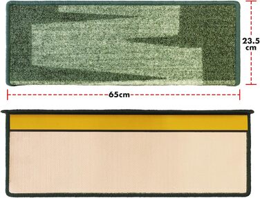 Набір килимків для сходів Floordirekt Via Veneto (15 шт.) з ефектом мазків пензля | 65 x 23,5 см, зелений | стабільна фіксація, кутова рейка