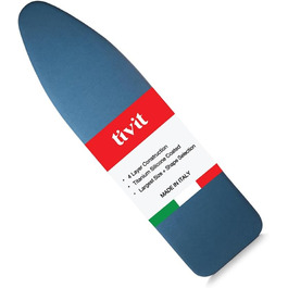 Padded Premium Ironing Board Cover with Titan Silicone Coated Technology, with Thick Multi Padding in Various Sizes 15 x 48 inches Blue