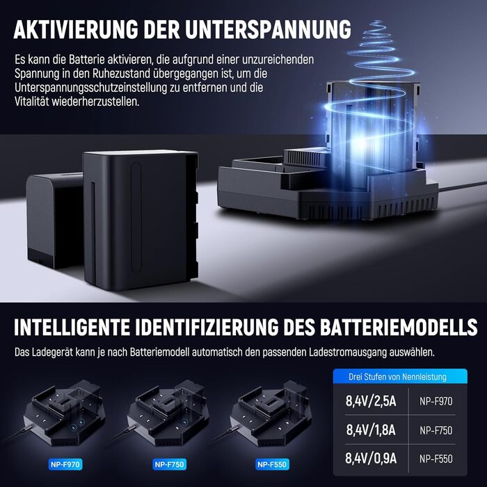 Зарядний пристрій NEEWER Micro USB для акумуляторів Sony NP-F550/F750/F960/F970, NP-FM50/FM70/FM90, QM71D, 91D, NP-F500H/F55H