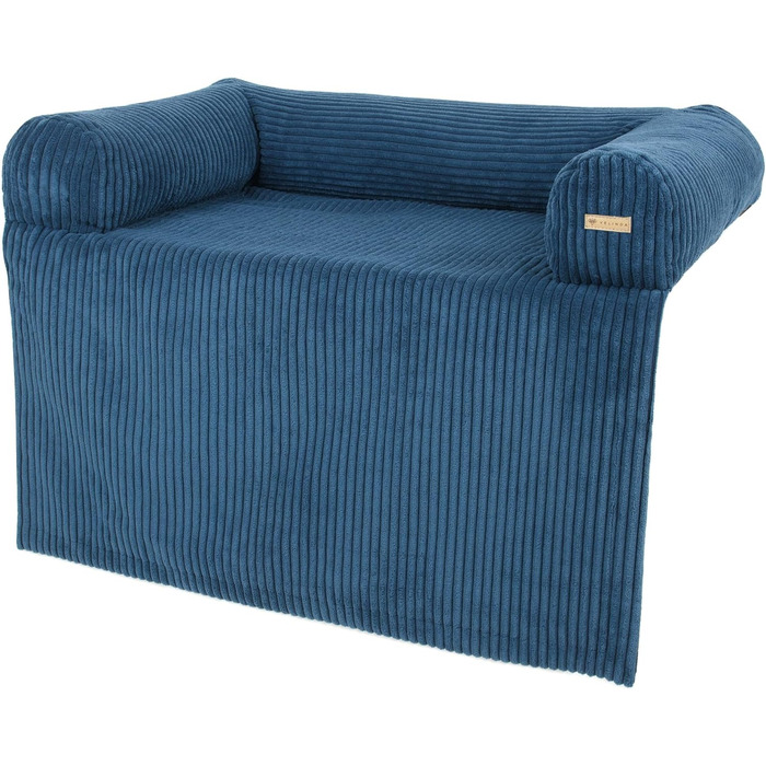 Ліжко для собак Velinda: м'яке диван-ліжко, захист дивану від бруду, темно-синій (Cord)