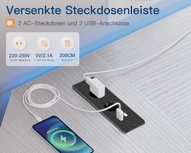Ігровий стіл ODK з розетками та USB, L-подібний комп'ютерний стіл з підставкою для системного блоку, для дому та офісу, вінтажний коричневий, 168×120 см