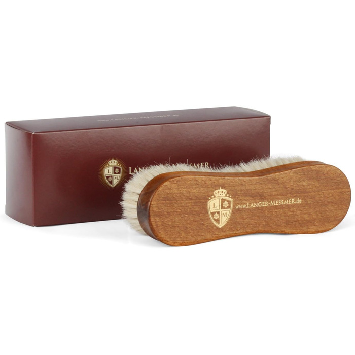 Langer & Messmer Premium Shoe Brush made of fine goat hair for polishing your shoes - The polishing brush for professional shoe care - Shoe brush in shoemaker quality
