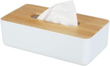 Скляниця для косметичних серветок WENKO Rotello з бамбуковим кришкою (24 x 7,5 x 12,7 см)