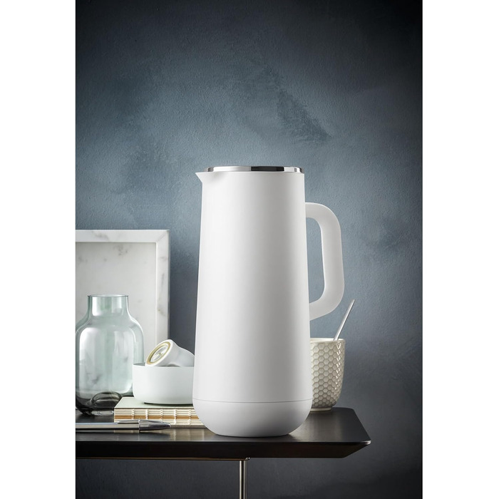 WMF Impulse Thermoskanne 1l, Insulated Carafe for Coffee or Tea, Twist-Lock Closure, Keeps Drinks Cold and Warm for 24h, Thermos for Coffee or Tea, White, Stainless Steel, Plastic