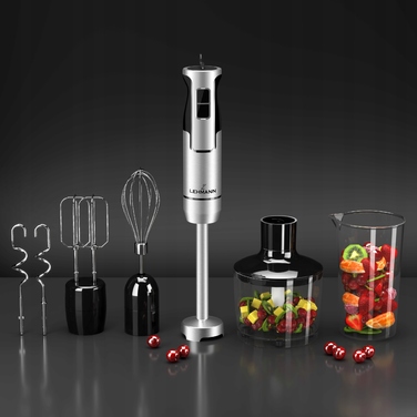 Ручний блендер Lehmann Blender LC — золоте лезо, 800 Вт, сріблястий/сірий