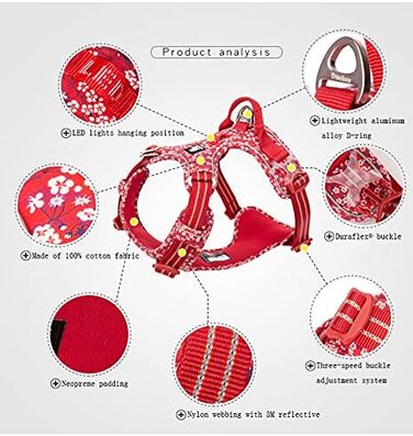 Шлейка для собак WINHYEPET Truelove No-Pull, бавовняна, дихаюча, світловідбиваюча, регульована, для бігу та прогулянок, підходить для котів та собак середніх розмірів (XL, Navy Blazer)