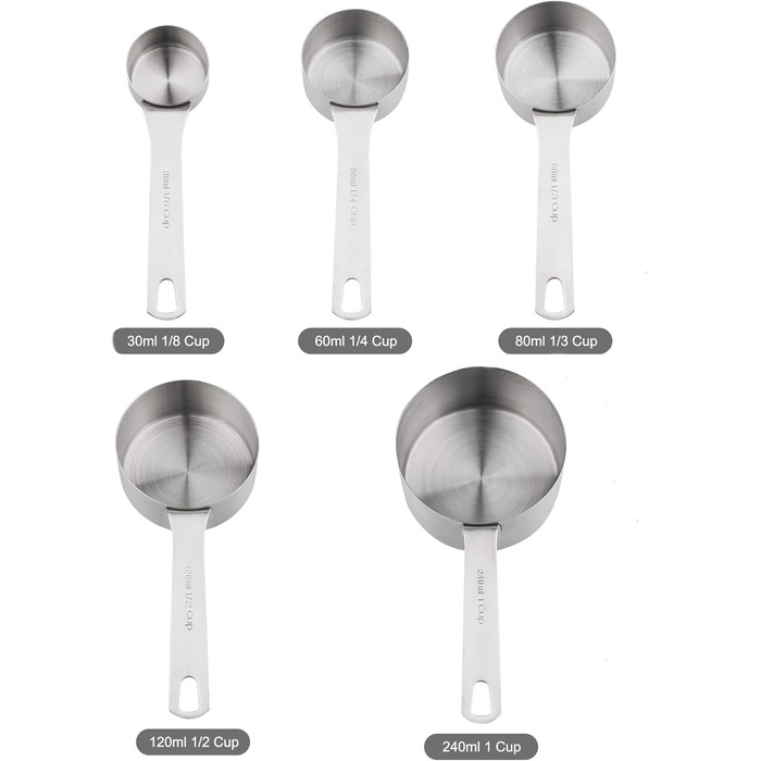Measuring cup and measuring spoon set, stainless steel, measuring cup and magnetic conversion chart (silver), 13 pieces