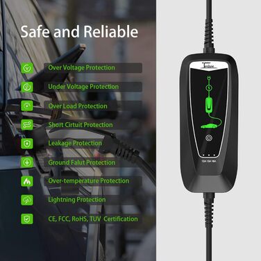 Зарядний пристрій для електромобілів Teskee Mobile Wallbox 11 кВт Typ 2, кабель 6м, 3 фази