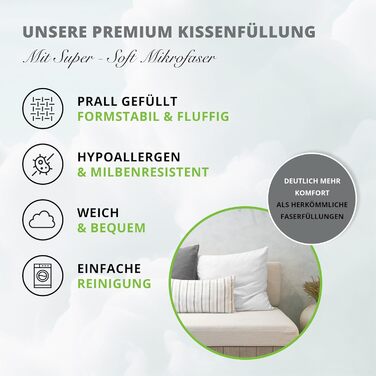 Бамбукова подушка Greenhome Lifestyle 40x60 см, 610 г, супер м'яка, для дивану та ліжка, внутрішня подушка, наповнювач