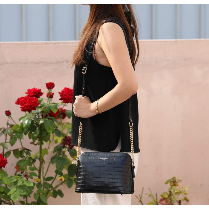 Сумка крос-боді David Jones жіноча зі штучної шкіри (екошкіра) чорного кольору з ланцюжком - елегантна повсякденна та вечірня сумка-клатч