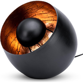 Настільна лампа ZEYA чорного кольору з мідними акцентами, Ø 23 см, в стилі лофт та ретро, E27, 40W