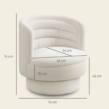 HOMCOM Armchair Living Room Swivel Recliner with Armrests, Lounge Chair Reading Chair with Sherpa-Look, Upholstered Armchair for Bedroom Cream White | Aosom