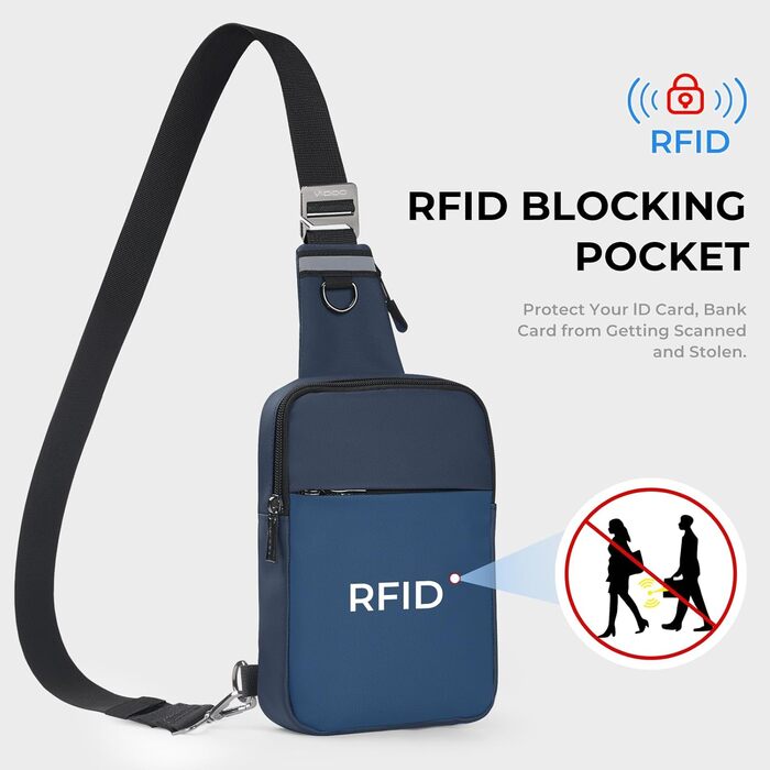 Сумка на груди Broadream, водонепроникна, для чоловіків та жінок, RFID-захист, для активного відпочинку та туризму (B-блакитний)