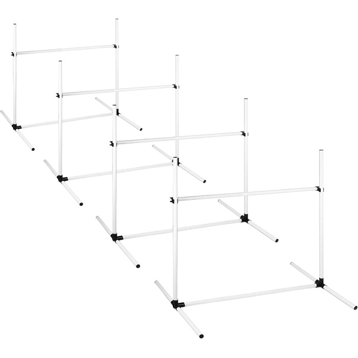 Набір для аджиліті для собак 4-TLG, комплект для тренувань собак, регульована висота, з сумкою, PVC, білий