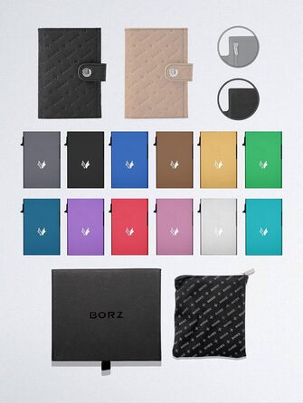 Крутий чохол-картхолдер BORZ Prime для AirTag з відділенням для монет, цифровою візитною карткою, захистом RFID, карбоном та червоною строчкою. Slim, шкіряний, з червоною строчкою.