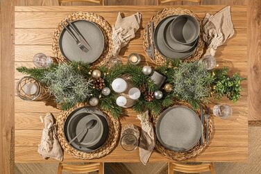 Набір посуду SÄNGER Kairo Clay 24 частини: 6 тарілок для їжі, 6 тарілок для десерту, 6 мисок для пасти, 6 салатників. Серія VALUE COLLECTION, сірий колір, керамічний посуд для 6 осіб