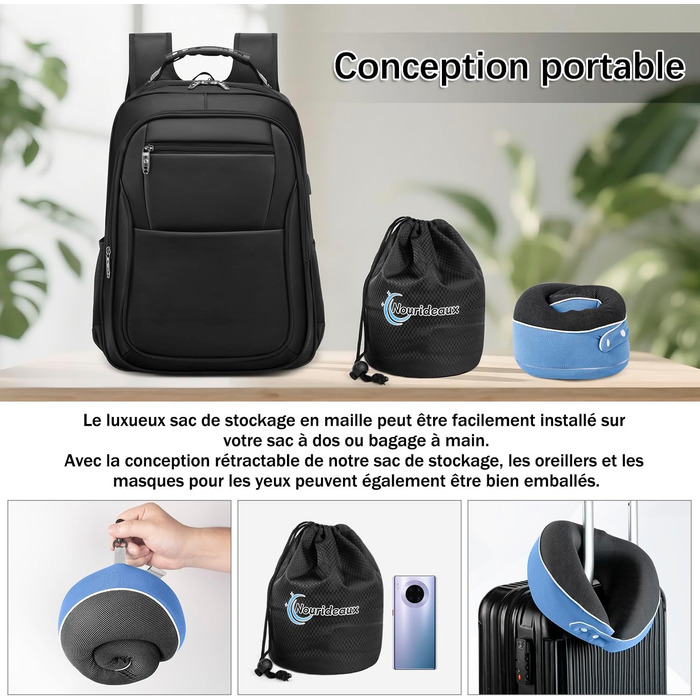 Подушка для шиї в дорозі: зручна підтримка для подорожей літаком, авто та відпочинку. (Блакитний)