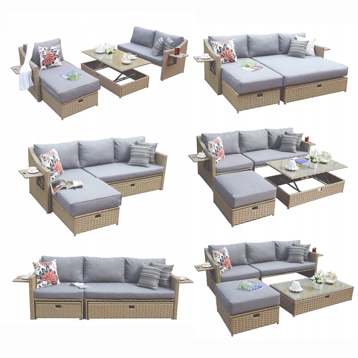 Комплект садових меблів із техноротанга Loge Garden, сірий, 3 предмети