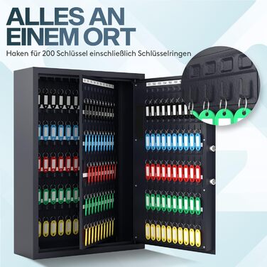 Шкафчик для ключів ACROPAQ з кодовим замком - на 100 ключів, з 100 брелоками, з електронним захистом. Великий сейф для ключів, кодовий замок, ключниця (200 ключів)