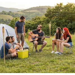 Складаний туристичний стільчик для кемпінгу, риболовлі та пікніків. Легкий, компактний, срібного кольору (33x36x40 см)