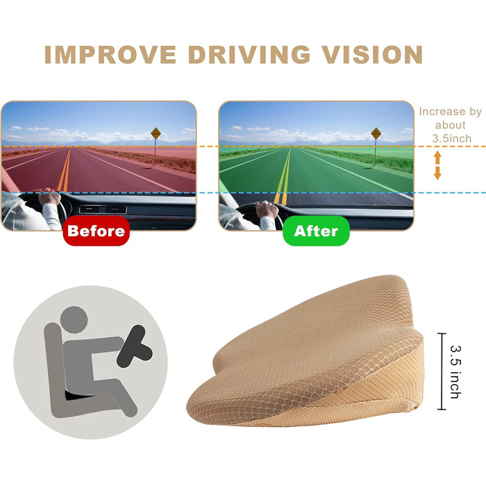 Подушка для автосидіння ергономічна з memory foam, клиноподібна, для комфортних подорожей, Z-бежева