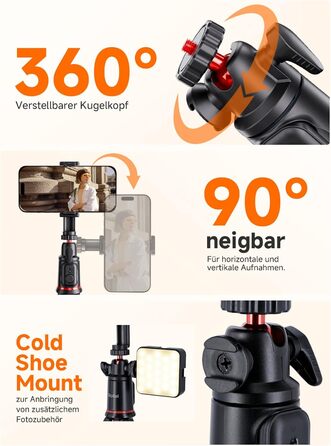 Штатив для смартфона Rollei з автоматичним відстеженням обличчя та стабілізацією відео, 360° для TikTok Live Streaming, вбудований акумулятор, гнучкий трипод