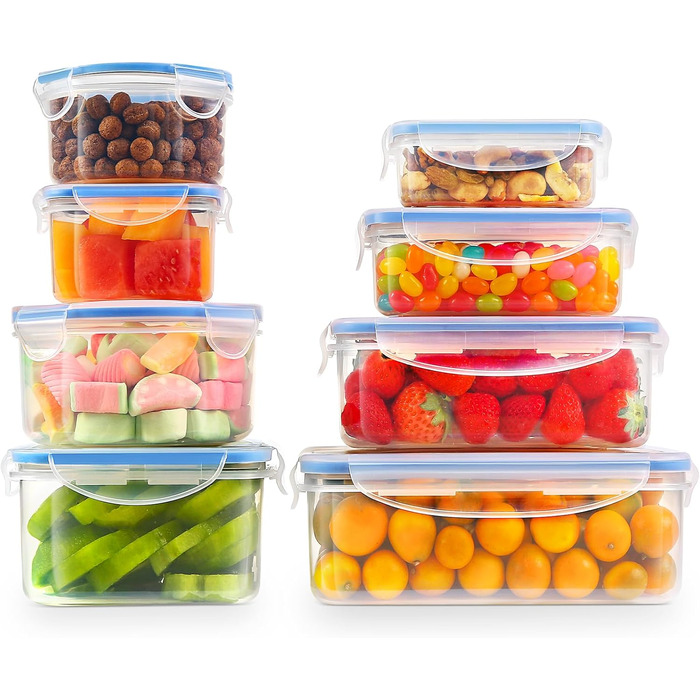 Набір контейнерів для зберігання YASHE з кришкою 38 шт. (19 контейнерів + 19 кришок), герметичні, BPA-Free, для кухні, з етикетками (SE-16PCS)