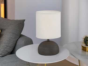 Настільна лампа Reality Leuchten Luci R50351035 з керамічним цоколем під дерево та бежевим абажуром, 1xE14 (коричнева)