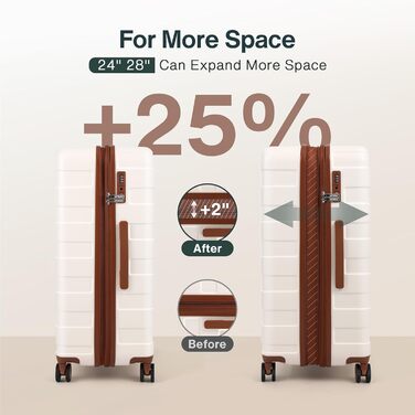 Чемодан VIPbox з жорсткою обшивкою, великий (75 см), розширюваний, легкий, з полікарбонату, з TSA замком, білий, M+XL (55+75 см)