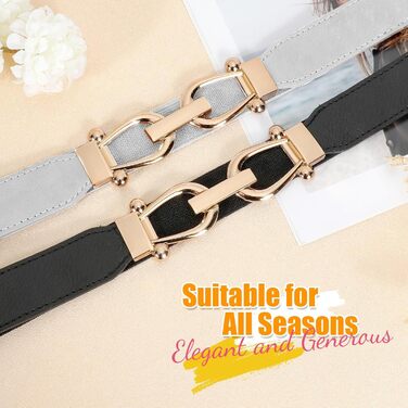 Жіночий еластичний ремінь JasGood Skinny з тонкою пряжкою - чорний, коричневий, білий, бежевий (70/90 см)