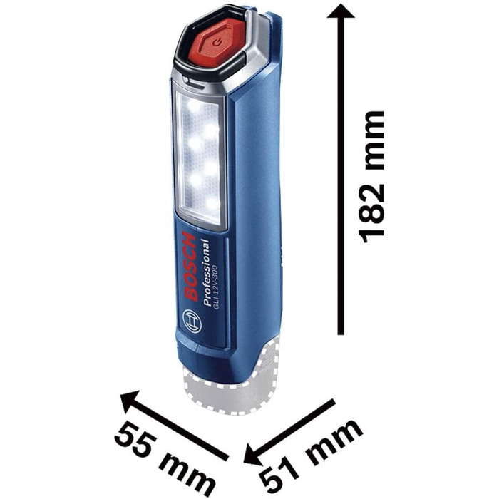 Акумуляторний LED ліхтар Bosch Professional GLI 12V-300, 300 лм, без акумулятора та зарядного, у коробці