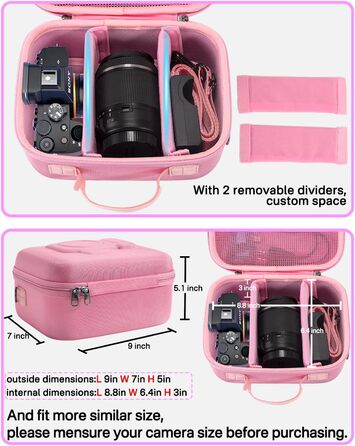 Чохол для камери Sony Alpha 7 II/III/IV/7R V (RAIACE, рожевий) з відділенням для зарядного пристрою та аксесуарів