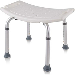 AUFUN Shower Stool Adjustable Height 35-51cm Shower Stool U-Type Non-Slip Bath Seat Shower Aid Shower Seat made of Aluminum and Plastic for Elderly, Pregnant Women (Shower Stool)