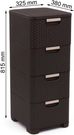 CURVER комод з 4 шухлядами STYLE, темно-коричневий, плетений, пластик, 33x38x79 см